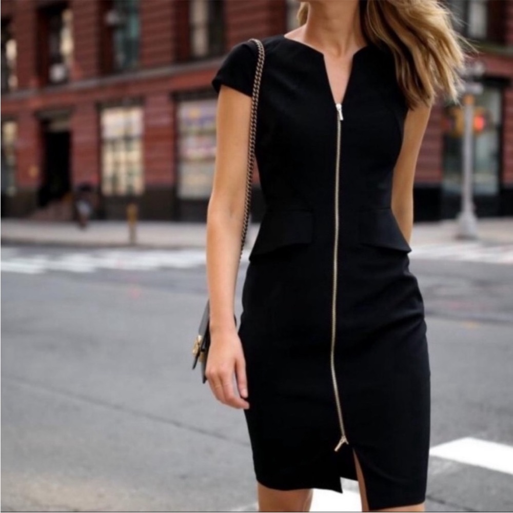 Ted Baker Architectural Pencil Dress Black NWT Size 2, US 6